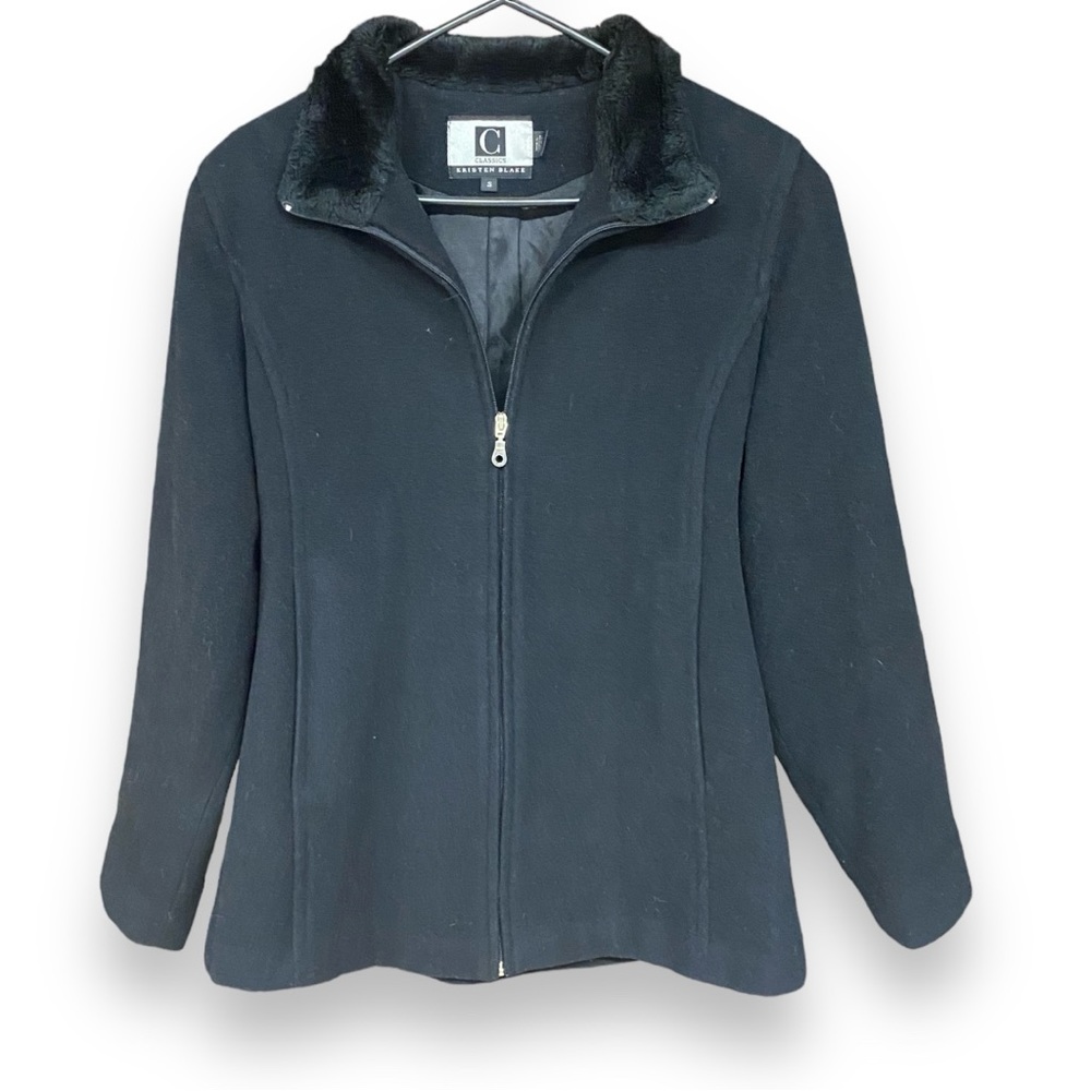 KRISTEN BLAKE CLASSICS Lambswool Zipper Front Pea Coat Small
